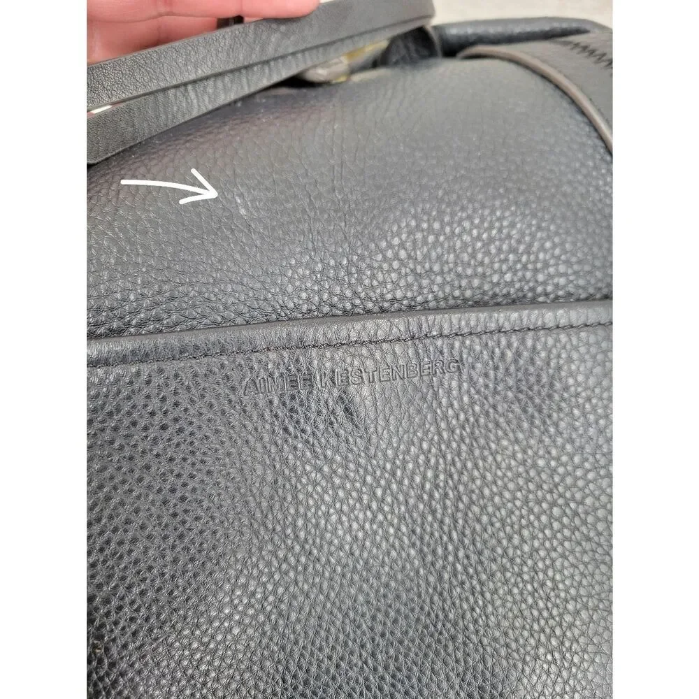 Aimee Kestenberg Tamitha Black Leather Backpack with Oversized Gold Zipper